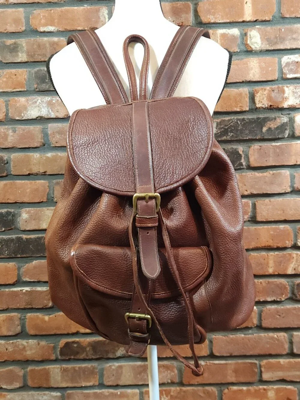 Tanner's Alley Leather Shop 100% Pebbled Leather Rucksack Backpack #455 Travel